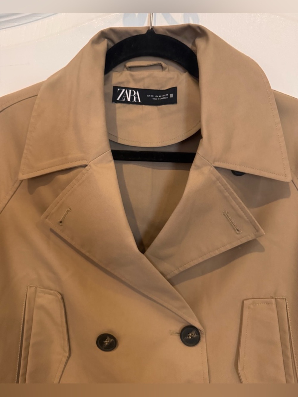 ZARA Crossover Cropped Trench Coat Jacket XS Taupe Brown NWOT - Picture 6 of 12